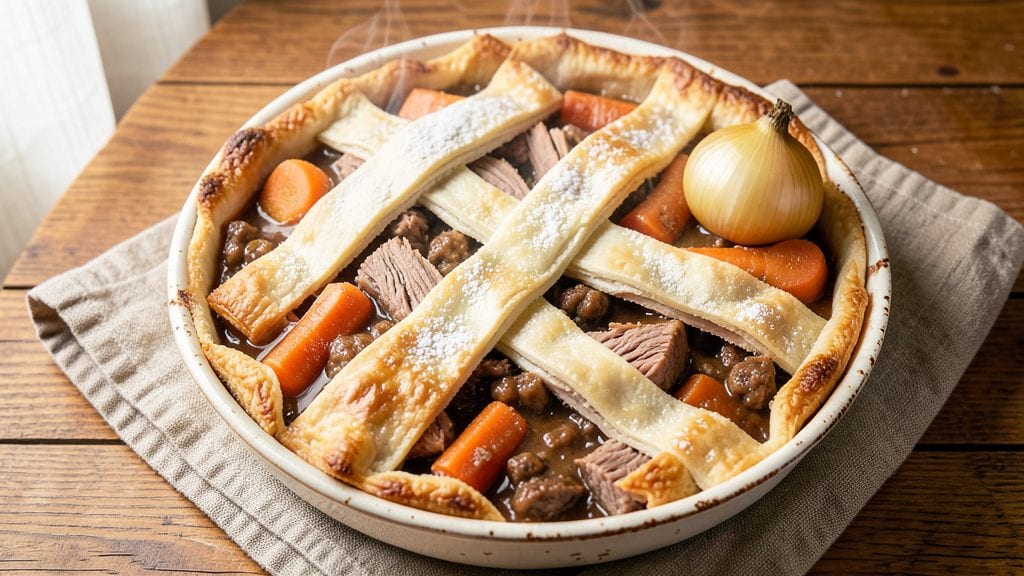 Grandma's Old Fashioned Meat Pie Recipe: Flaky Pastry Cradles Savory Filling