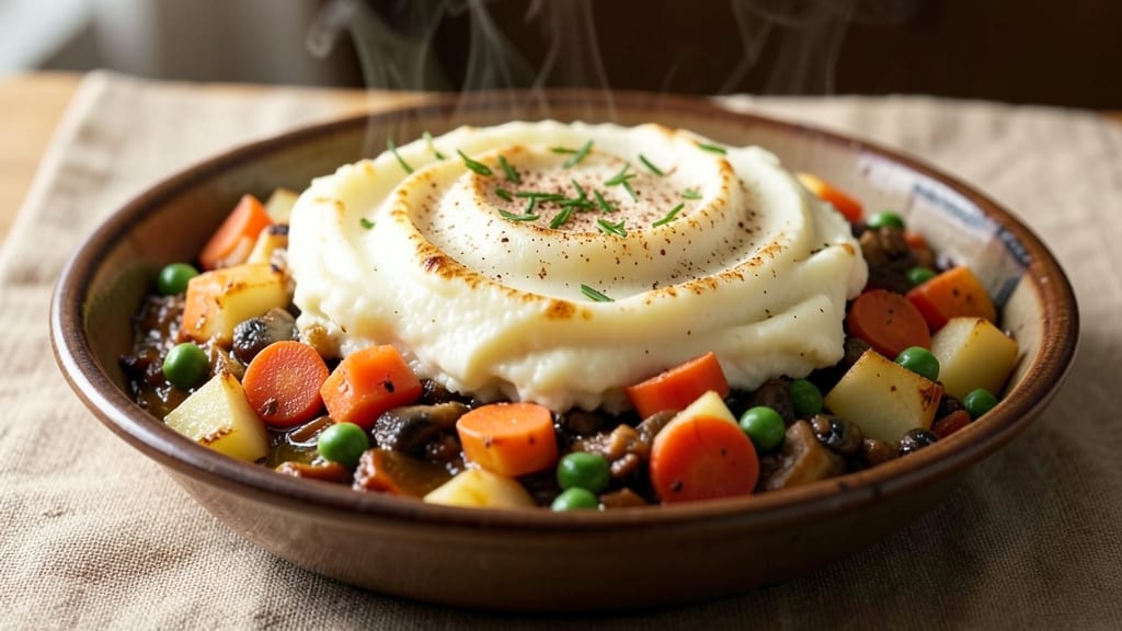 Jamie Oliver's Veggie Cottage Pie Recipe: Fluffy Mashed Potato Topping Over Savory Filling