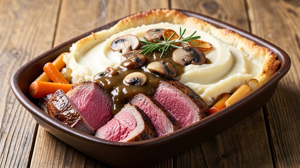 Prime Rib Shepherd's Pie Recipe: Flaky Potato Lattice Over Savory Beef Filling